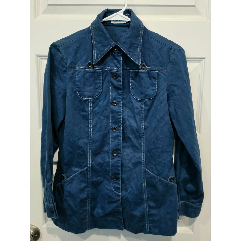 John Meyer Jacket Womens 8 Blue Cotton Vintage Utility Chore Coat Coastal Preppy